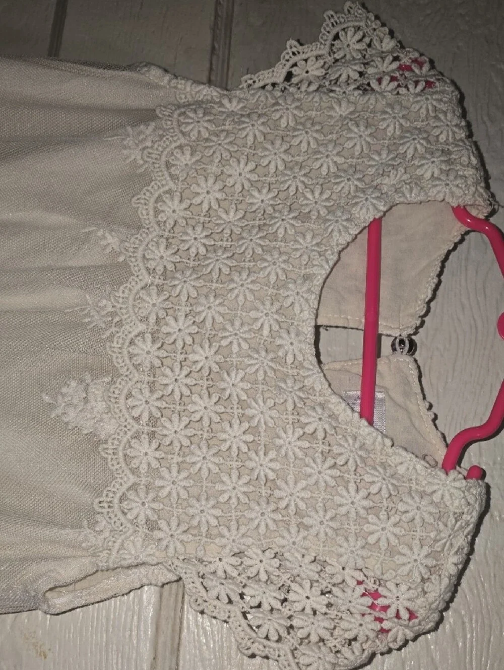 Sixpence Boutique Off White Crochet Lace Girls' Summer Dress Vintage